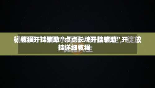 教程开挂辅助“点点长牌开挂辅助”开挂详细教程-第1张图片