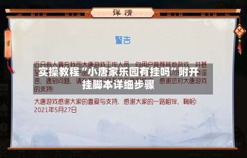 实操教程“小唐家乐园有挂吗	”附开挂脚本详细步骤-第1张图片