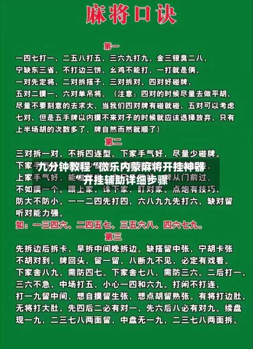 九分钟教程“微乐内蒙麻将开挂神器”开挂辅助详细步骤-第2张图片
