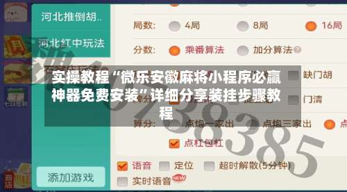 实操教程“微乐安徽麻将小程序必赢神器免费安装	”详细分享装挂步骤教程-第2张图片